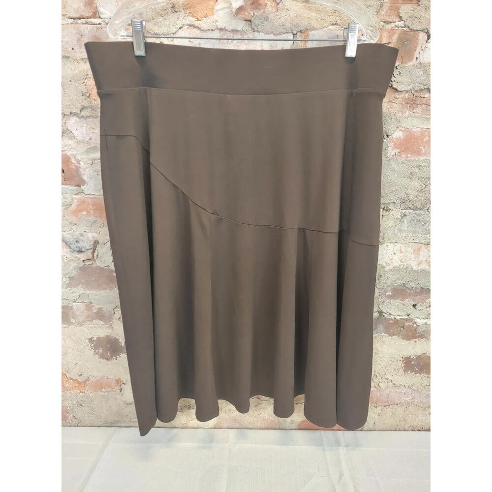 George Womens Plus Skirt 18W 20W Brown Bark A-Line Pull On Midi Stretch